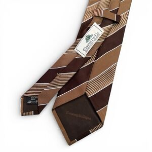 Ermenegildo Zegna Men's‎ 100% Silk Striped Brown Tie